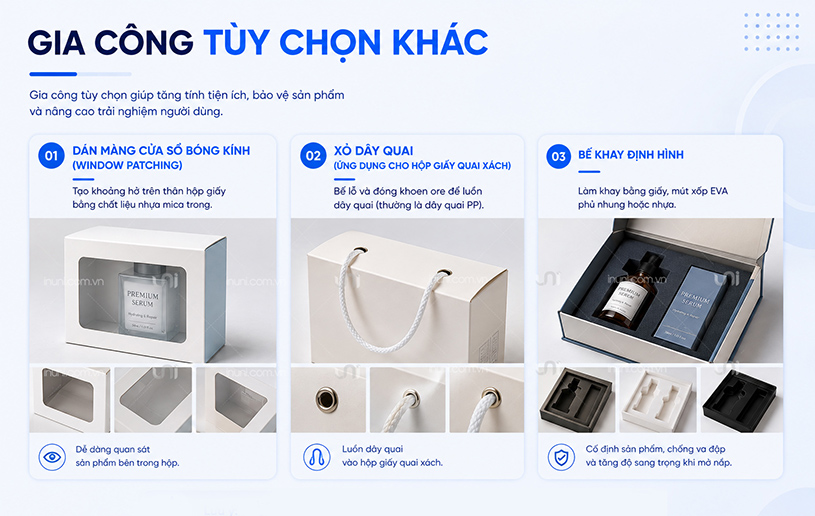 Gia công tùy chọn khác cho hộp giấy