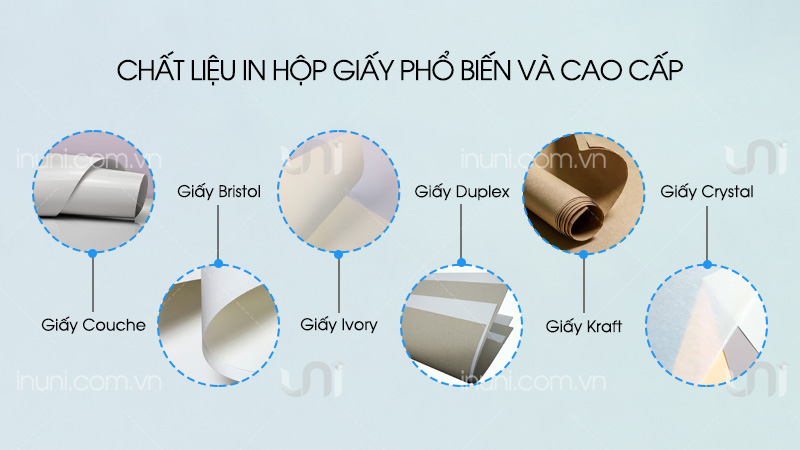 Chất liệu giấy in bao bì hộp giấy phổ biến