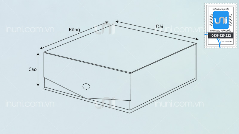 Kích thước hộp nắp lật (hộp nam châm)