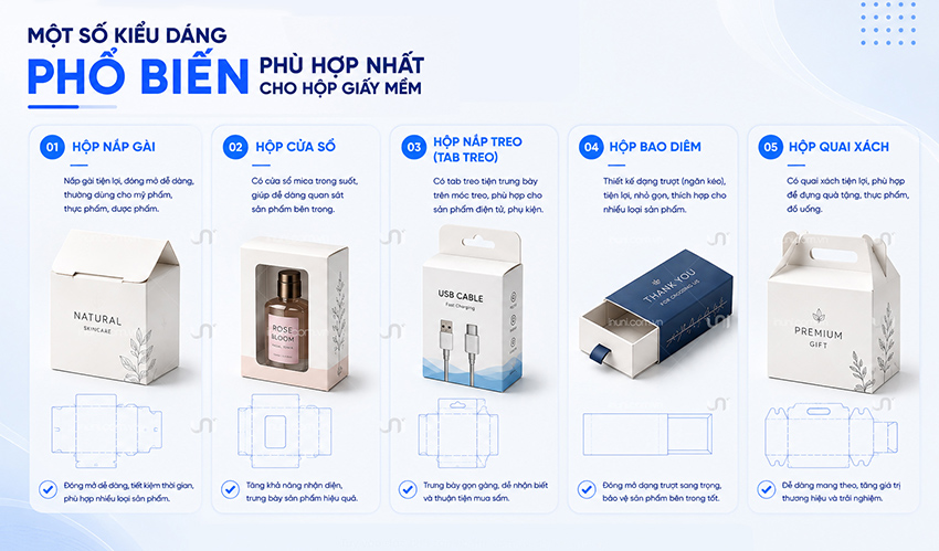 Kiểu dáng hộp giấy phổ biến