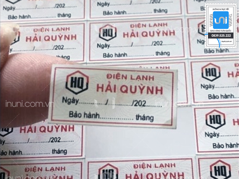 Tem bảo hành điện lạnh Hải Quỳnh