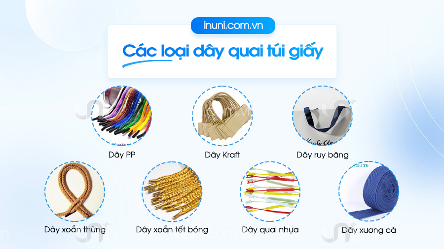 Tổng hợp các loại dây quai túi giấy phổ thông 