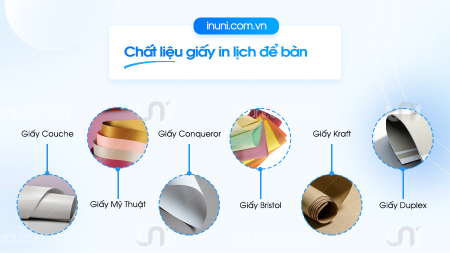 Chất liệu giấy in lịch để bàn phổ biến