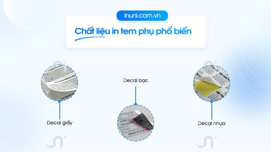Chất liệu giấy in tem nhãn phụ dán sản phẩm, hàng hóa