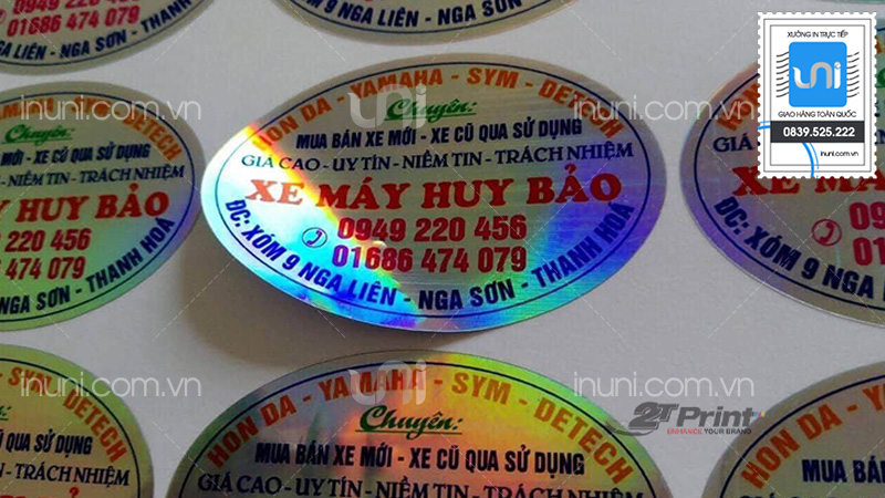 Giá in tem decal 7 màu hologram hình elip (Oval)