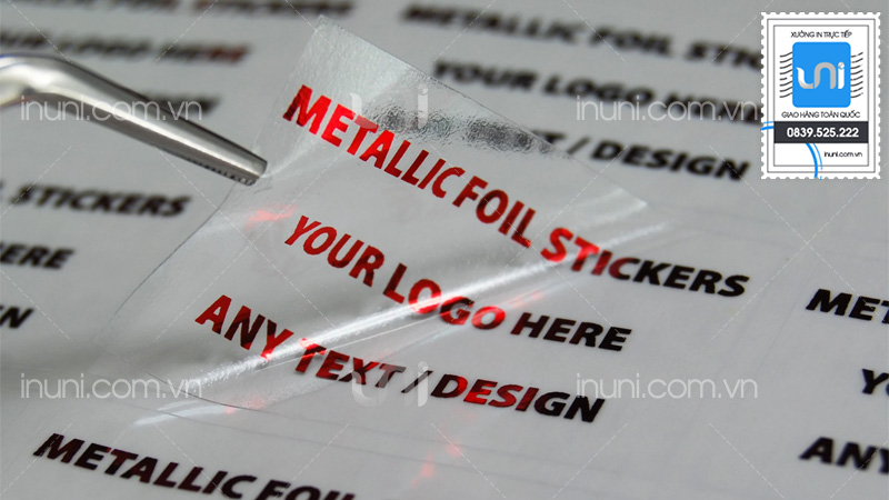 Báo giá in tem nhãn hình chữ nhật decal trong, decal nhựa, decal thiếc
