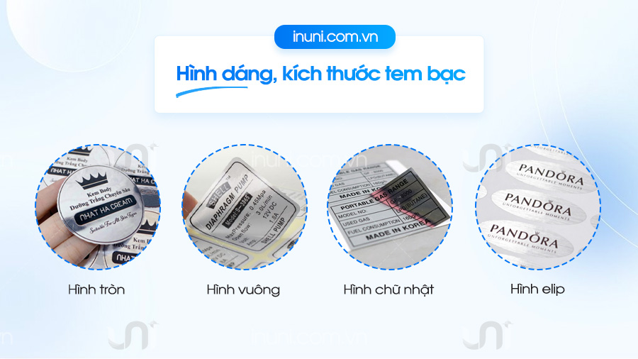 Hình dáng và kích thước của tem bạc