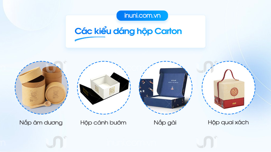 Các kiểu hộp carton phổ biến trên thị trường
