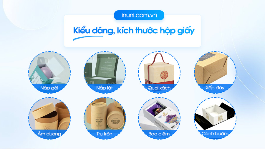 Kích thước và kiểu dáng hộp giấy phổ biến trên thị trường