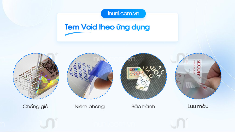 Phân loại tem tổ ong theo ứng dụng