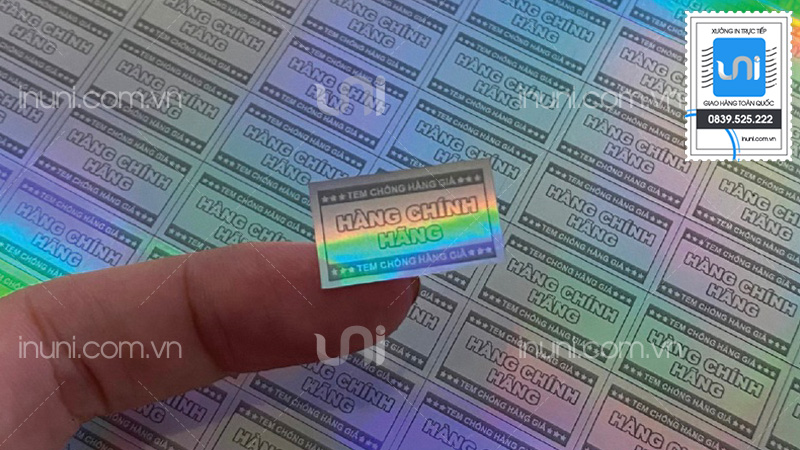 Giá in tem decal 7 màu hologram hình chữ nhật