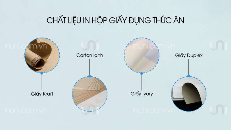 Chất liệu in hộp giấy đựng thức ăn, thực phẩm