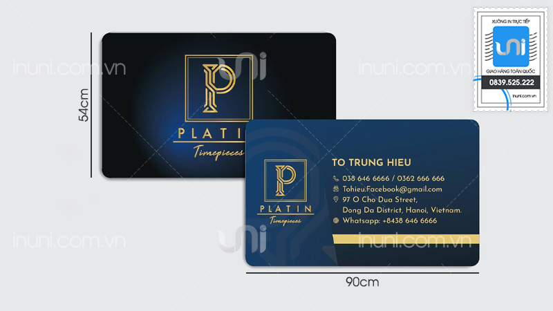 Kích thước card visit nhựa