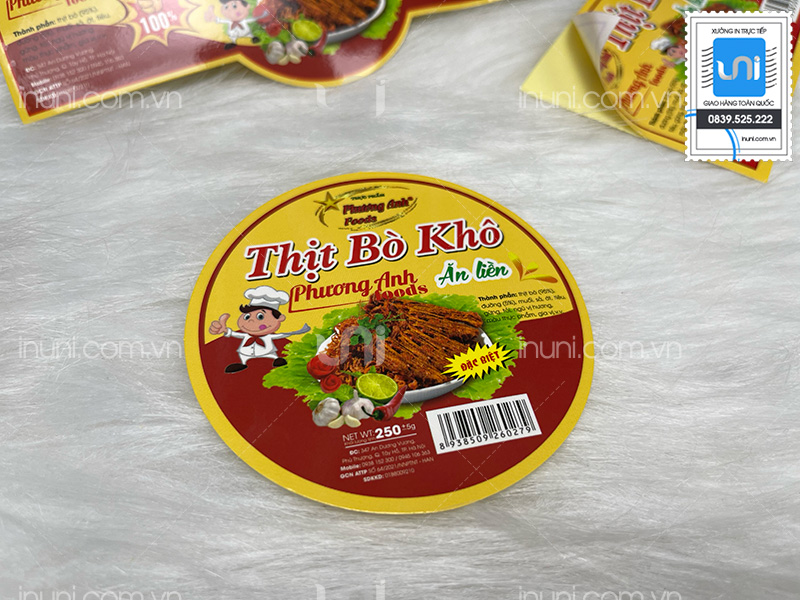 Tem nhãn thị bò khô Phương Anh foods