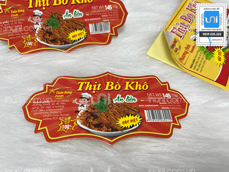 Tem nhãn thịt bò khô Tuấn Hưng foods