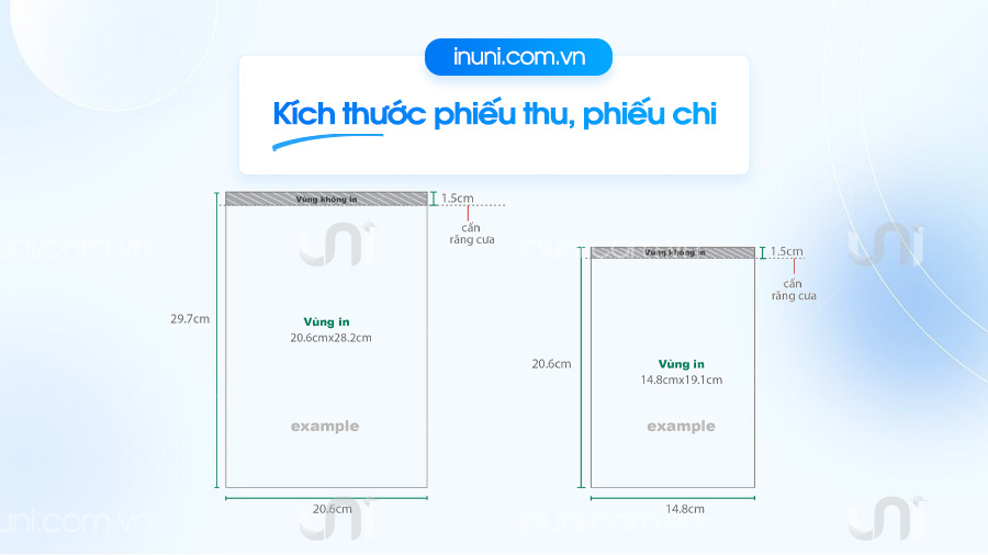Kích thước phiếu thu chi thường được sử dụng để in ấn