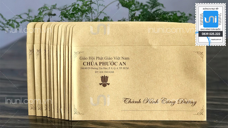 Chất liệu giấy in phong bì Phật Giáo