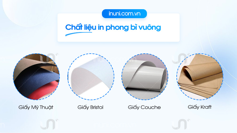 Chất liệu in phong bì vuông thông dụng