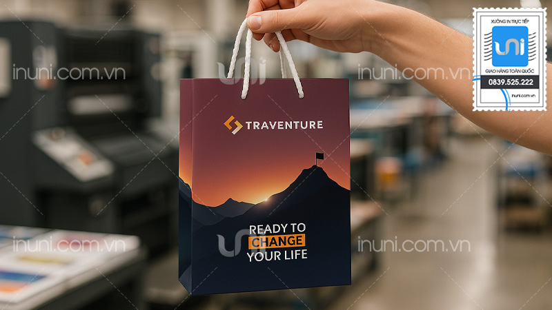 Mẫu túi giấy công ty du lịch tại UNI