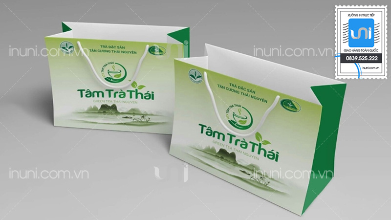 Mẫu túi giấy đựng trà chất lượng UNI thực hiện