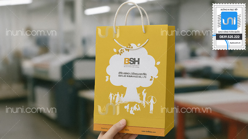 Kích thước túi giấy công ty bảo hiểm phù hợp