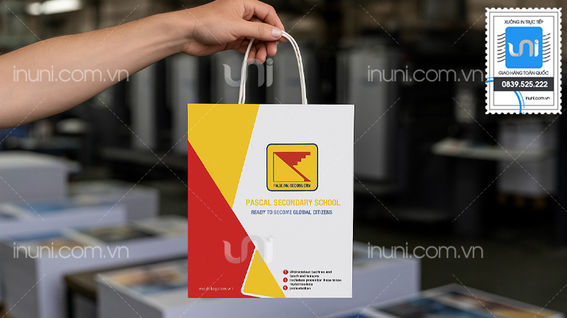 Thông tin cần in trên túi giấy trường học