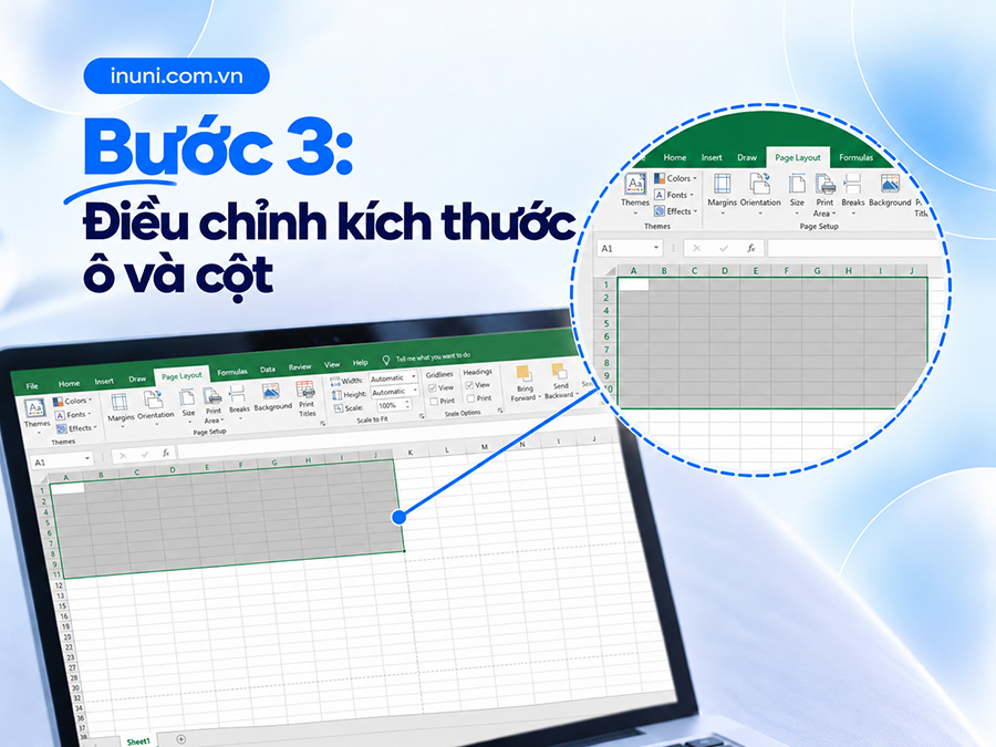 In phong bì bằng Excel bước 3